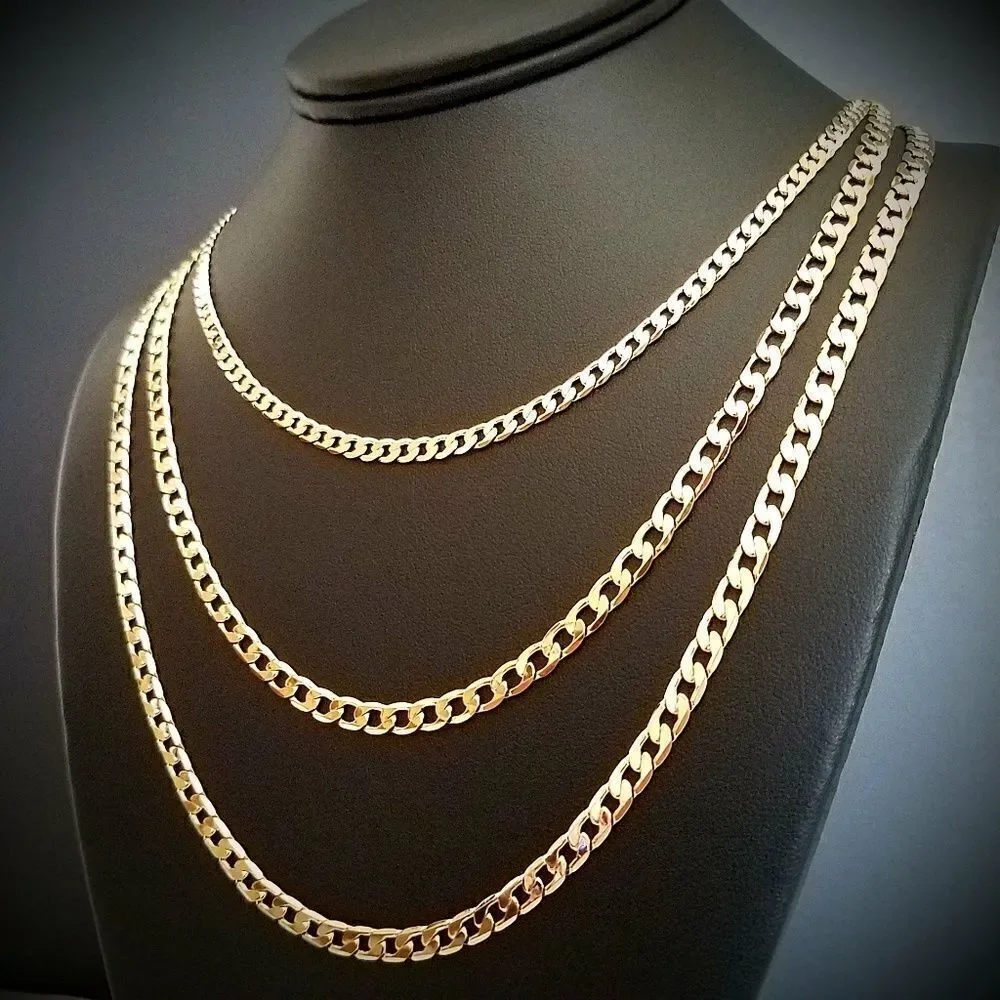14k Gold Plated Flat Cuban Link Necklace